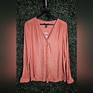 Women's V-Neck Blouse - Pink